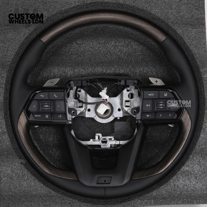 Toyota Custom Steering Wheel – Dark Woodgrain Trim, Perforated Leather, OEM Shape with Paddles | Fits Camry, Auris, Corolla, RAV4 + More | Plug & Play Upgrade | Ideal for Daily Use or Executive Builds
