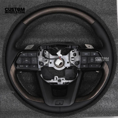 Toyota Custom Steering Wheel – Dark Woodgrain Trim, Perforated Leather, OEM Shape with Paddles | Fits Camry, Auris, Corolla, RAV4 + More | Plug & Play Upgrade | Ideal for Daily Use or Executive Builds