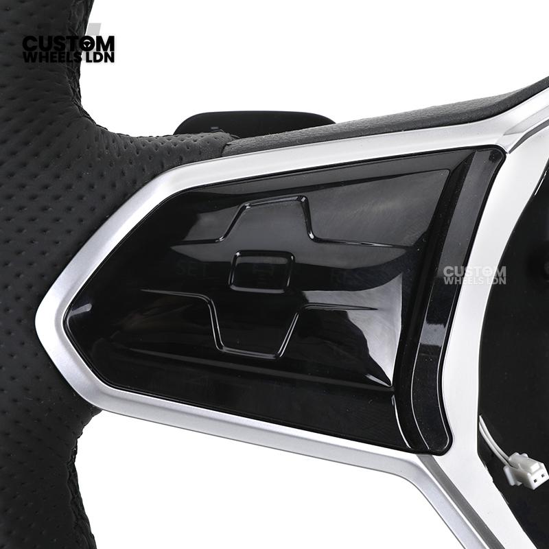 Volkswagen MK8 Custom Steering Wheel – OEM Style with Perforated Leather Grips & Piano Black Trim | Fits Golf GTI, R-Line + more | Plug & Play Upgrade