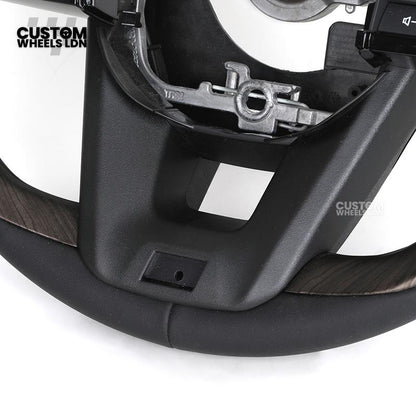 Toyota Custom Steering Wheel – Dark Woodgrain Trim, Perforated Leather, OEM Shape with Paddles | Fits Camry, Auris, Corolla, RAV4 + More | Plug & Play Upgrade | Ideal for Daily Use or Executive Builds