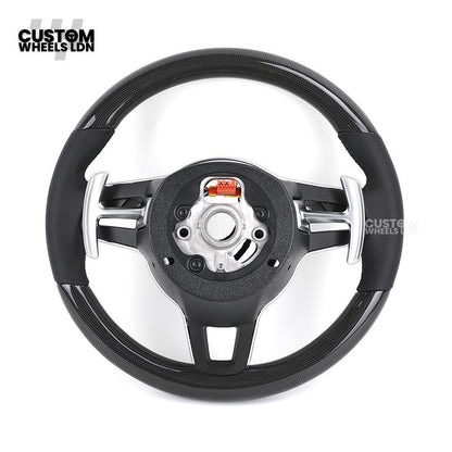 Porsche Custom Steering Wheel – Carbon Fibre & Leather with Chrome Trim | Fits 997, 991, Panamera, Cayenne, Cayman (2000+ Plug & Play)