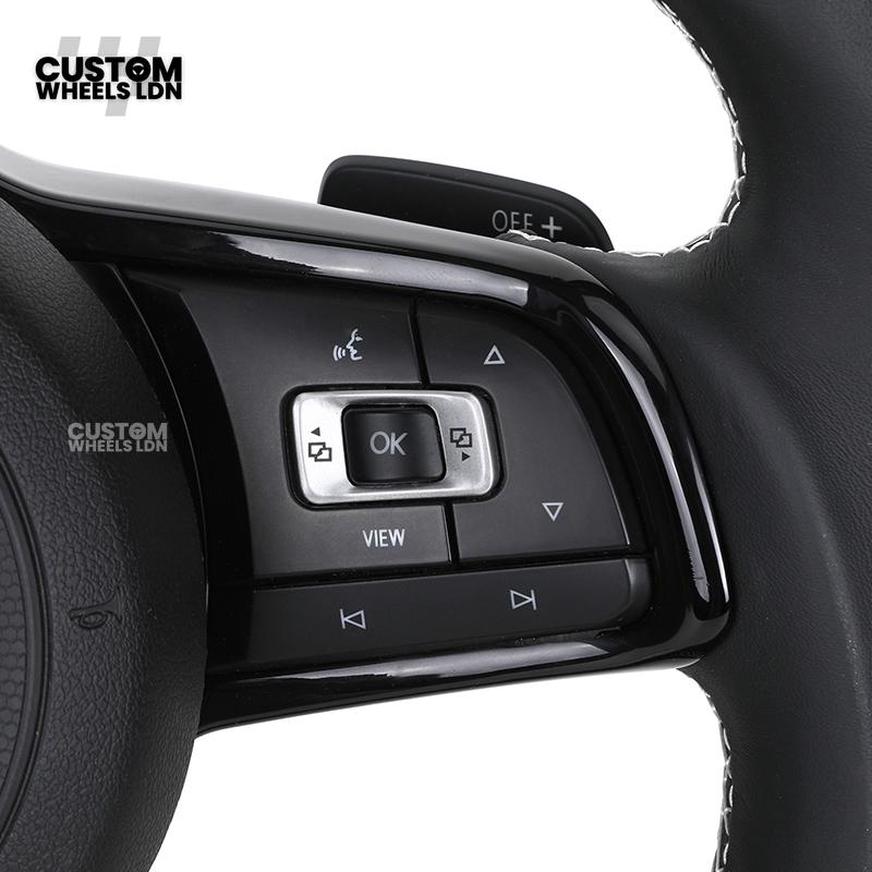 Volkswagen MK7 Custom Steering Wheel – Blue Center Stripe | Carbon Fibre & Leather | Plug & Play | Complete Steering Wheel | Fits Golf MK7 / MK6 GTI, R + more