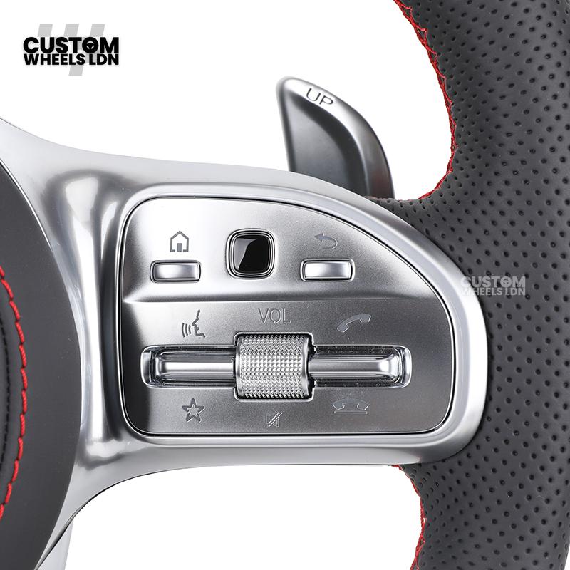 Mercedes Custom Steering Wheel | AMG Style Carbon & Leather | Red Stitching & Center Stripe | Complete Retrofit for Older Models | Fits W204 W212 W218 + more