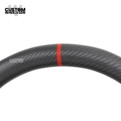 Mercedes Custom AMG Steering Wheel Flat Bottom Alcantara + Satin Carbon | Red Stitching & Marker | Complete Retrofit | Fits C-Class, E-Class, GLC, CLA, GLS, W205, W213, W222 + more