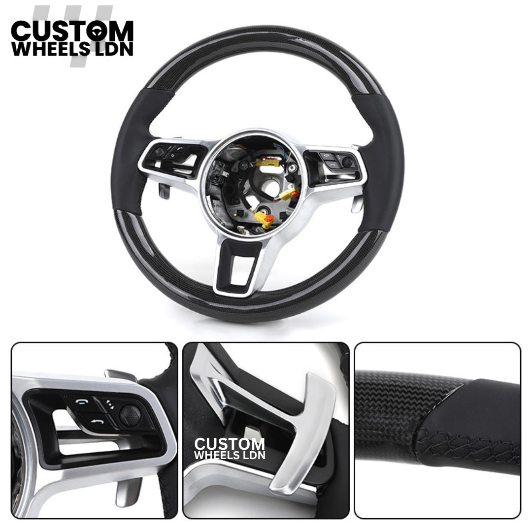 Porsche Custom Carbon Fibre OEM Steering Wheel - Fits Most Models: 911, Cayenne, Panamera, Macan, Boxter, Taycan & More)
