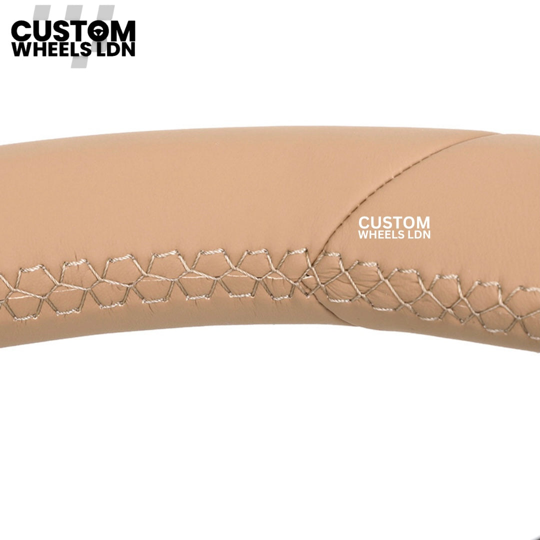 Porsche Custom Beige Full Leather Steering Wheel - Fits Most Models: 911, Cayenne, Panamera, Macan, Boxter, Taycan & More