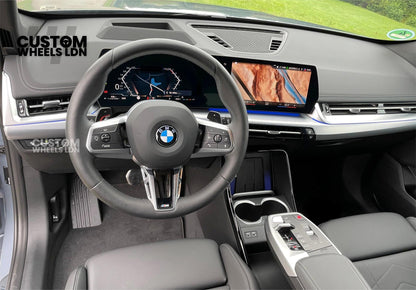 BMW i5 G60 2023 Steering Wheel – Smooth Black Leather, Silver Trim, Touch-Style Controls | Fits G60 5 Series, G70 7 Series, i5 + more | Plug & Play | Retrofit Upgrade for Older Models