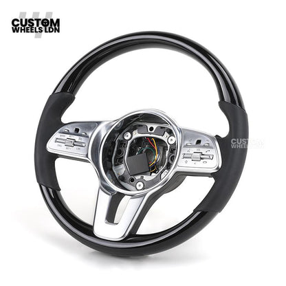 Mercedes Custom Steering Wheel | Silver AMG Dual-Spoke Style | Black Leather Grip | Fits W205 W213 W222 + more | Retrofit Option Available