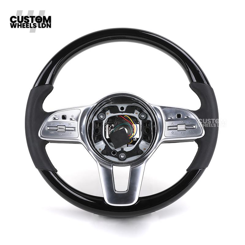 Mercedes Custom Steering Wheel | Silver AMG Dual-Spoke Style | Black Leather Grip | Fits W205 W213 W222 + more | Retrofit Option Available