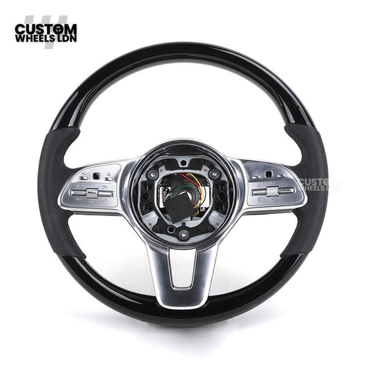 Mercedes Custom Steering Wheel | Silver AMG Dual-Spoke Style | Black Leather Grip | Fits W205 W213 W222 + more | Retrofit Option Available