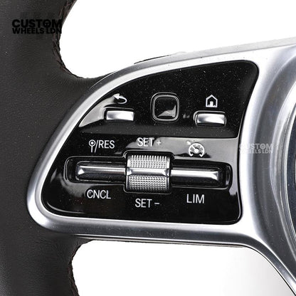 Mercedes Custom Steering Wheel – Gloss Black Top & Bottom, Satin Silver Spokes, Perforated Leather Sides | Complete Wheel with Airbag | Plug & Play | Retrofit for Older Models | Fits W204, W212, ML, GL, CLS + more