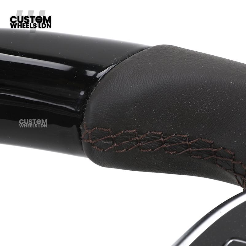 Mercedes Custom Steering Wheel – Gloss Black Top & Bottom, Satin Silver Spokes, Perforated Leather Sides | Complete Wheel with Airbag | Plug & Play | Retrofit for Older Models | Fits W204, W212, ML, GL, CLS + more