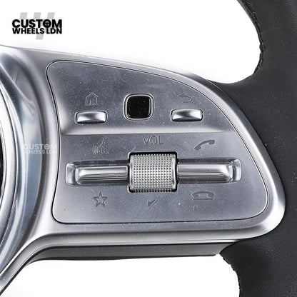 Mercedes Custom Steering Wheel | Silver AMG Dual-Spoke Style | Black Leather Grip | Fits W205 W213 W222 + more | Retrofit Option Available