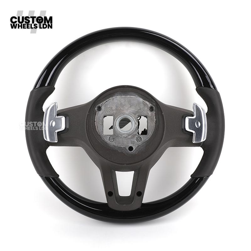 Mercedes Custom Steering Wheel – Gloss Black Top & Bottom, Satin Silver Spokes, Perforated Leather Sides | Complete Wheel with Airbag | Plug & Play | Retrofit for Older Models | Fits W204, W212, ML, GL, CLS + more