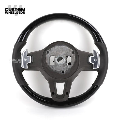 Mercedes Custom Steering Wheel – Gloss Black Top & Bottom, Satin Silver Spokes, Perforated Leather Sides | Complete Wheel with Airbag | Plug & Play | Retrofit for Older Models | Fits W204, W212, ML, GL, CLS + more