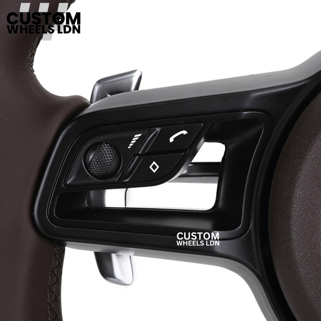 Porsche Custom Brown Full Leather Steering Wheel - Fits Most Models: 911, Cayenne, Panamera, Macan, Boxter, Taycan & More