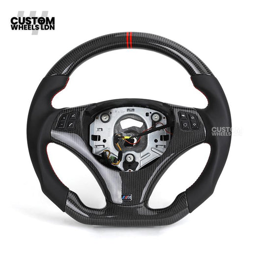 BMW Custom E-Series Carbon Fibre Steering Wheel – Red Centre Stripe | M-Sport Style | Plug & Play | Fits older models