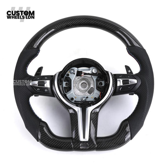 BMW Custom Carbon Fibre Steering Wheel – M Stitches | Perforated Leather Grip | Plug & Play | Fits older models