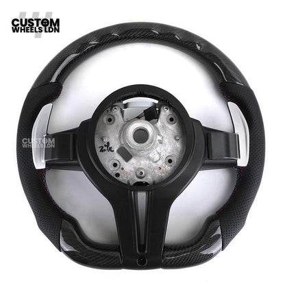 BMW Custom Carbon Fibre Steering Wheel – M Stitches | Perforated Leather Grip | Plug & Play | Fits older models