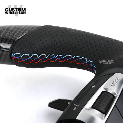 BMW Custom Carbon Fibre Steering Wheel – M Stitches | Perforated Leather Grip | Plug & Play | Fits older models
