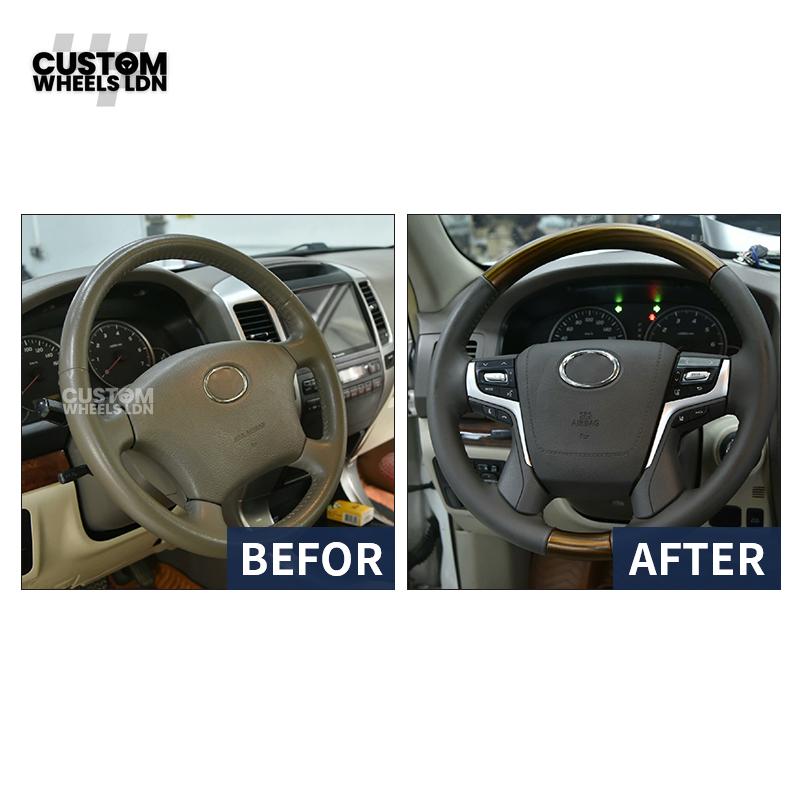 Toyota Custom Steering Wheel – Black Gloss Trim, Classic Leather Finish, OEM Shape | Fits Auris, Corolla, Prius, RAV4 + More | Plug & Play | Comfortable Daily Upgrade