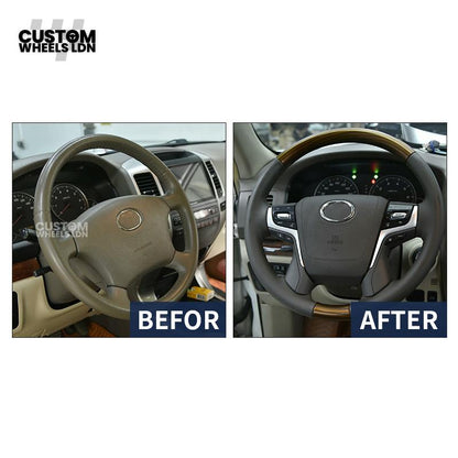Toyota Custom Steering Wheel – Black Gloss Trim, Classic Leather Finish, OEM Shape | Fits Auris, Corolla, Prius, RAV4 + More | Plug & Play | Comfortable Daily Upgrade