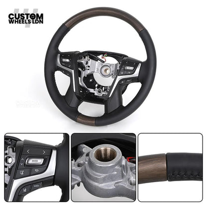 Toyota Custom Steering Wheel – Black Gloss Trim, Classic Leather Finish, OEM Shape | Fits Auris, Corolla, Prius, RAV4 + More | Plug & Play | Comfortable Daily Upgrade