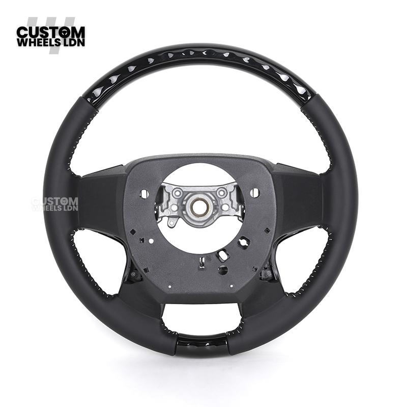 Toyota Custom Steering Wheel – Piano Black Top, Perforated Leather Grips, OEM Controls | Fits Hilux, Fortuner, Land Cruiser Prado + more | Complete Wheel with Airbag | Plug & Play Retrofit Upgrade Older Models