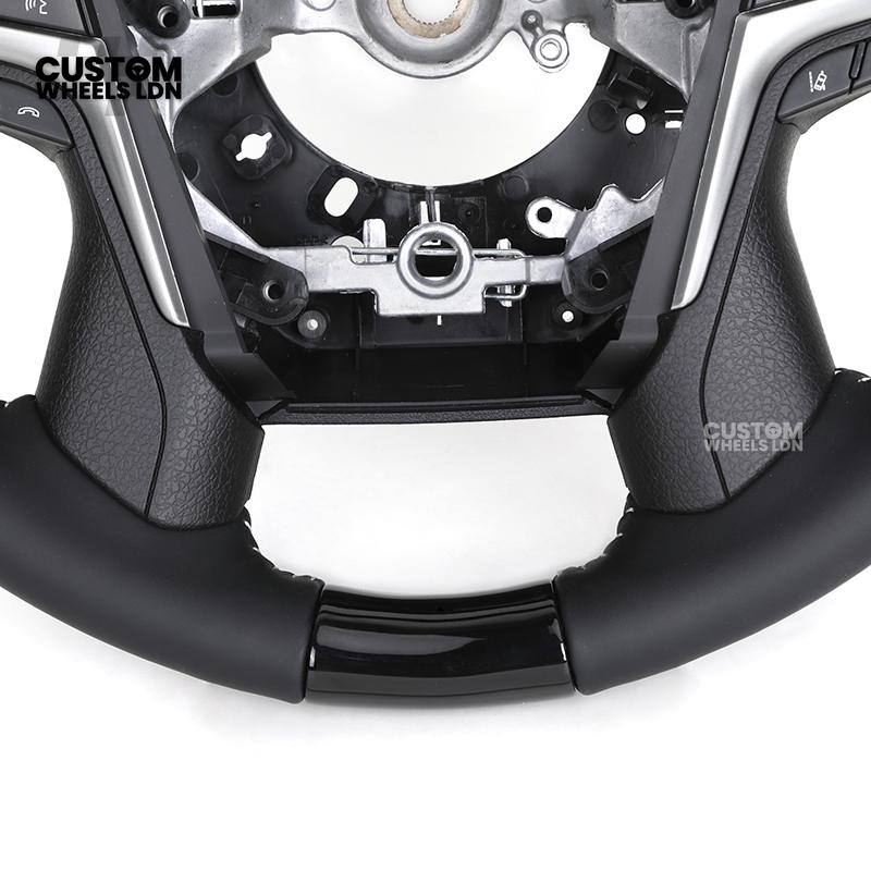 Toyota Custom Steering Wheel – Piano Black Top, Perforated Leather Grips, OEM Controls | Fits Hilux, Fortuner, Land Cruiser Prado + more | Complete Wheel with Airbag | Plug & Play Retrofit Upgrade Older Models