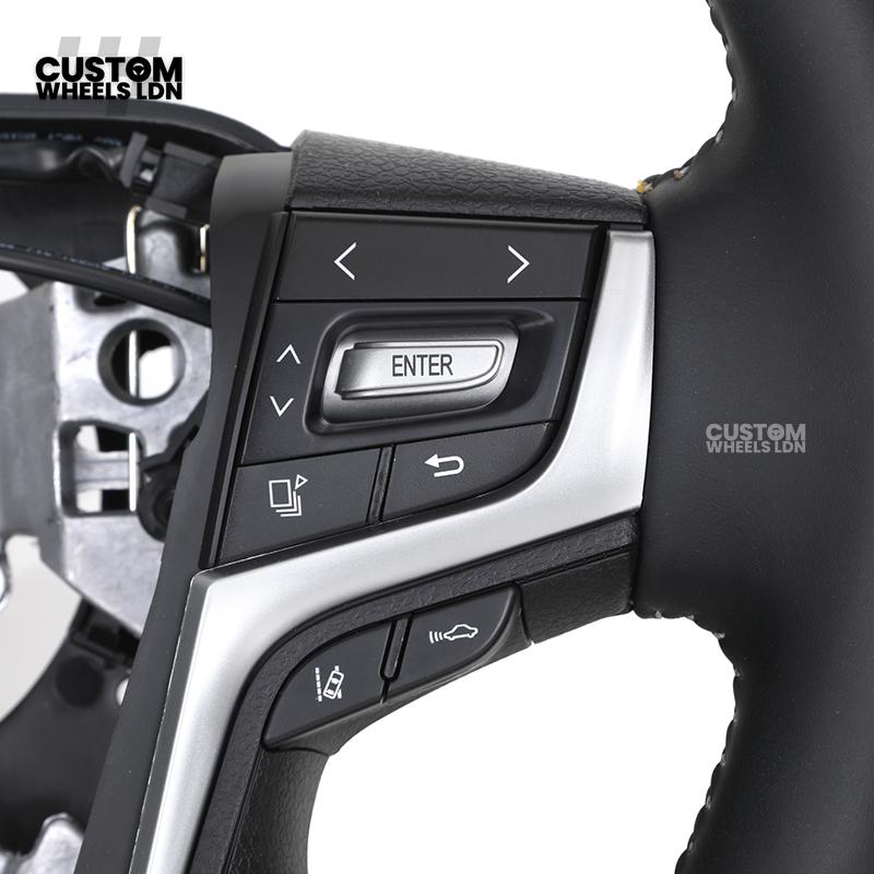 Toyota Custom Steering Wheel – Piano Black Top, Perforated Leather Grips, OEM Controls | Fits Hilux, Fortuner, Land Cruiser Prado + more | Complete Wheel with Airbag | Plug & Play Retrofit Upgrade Older Models