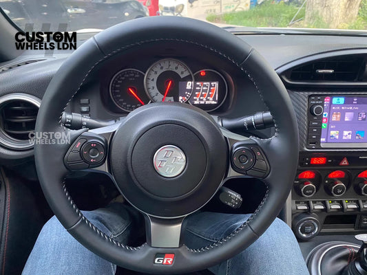 Toyota Custom GR86 Steering Wheel – OEM Fitment, GR Badge, Leather Finish | Fits GT86, BRZ, GR86 + more | Plug & Play Retrofit Upgrade