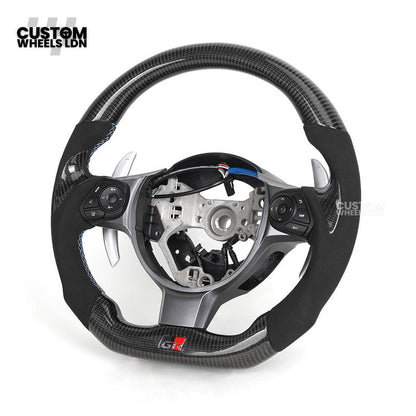 Toyota Custom GR86 Steering Wheel – Carbon Fiber, Flat Bottom, GR Badge, Paddle Shifters | Fits GT86, GR86, BRZ, Auris + More | Plug & Play | Full Customisation Available | Upgrade for Older Models