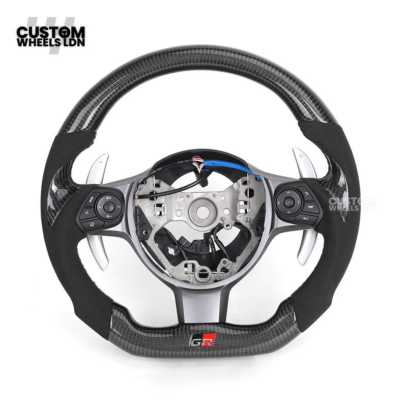 Toyota Custom GR86 Steering Wheel – Carbon Fiber, Flat Bottom, GR Badge, Paddle Shifters | Fits GT86, GR86, BRZ, Auris + More | Plug & Play | Full Customisation Available | Upgrade for Older Models