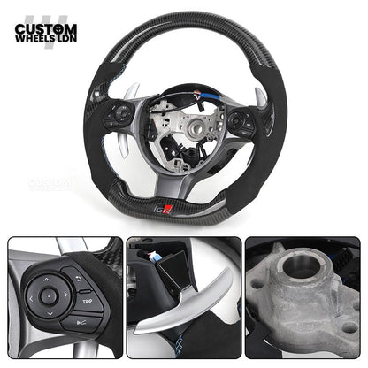 Toyota Custom GR86 Steering Wheel – Carbon Fiber, Flat Bottom, GR Badge, Paddle Shifters | Fits GT86, GR86, BRZ, Auris + More | Plug & Play | Full Customisation Available | Upgrade for Older Models