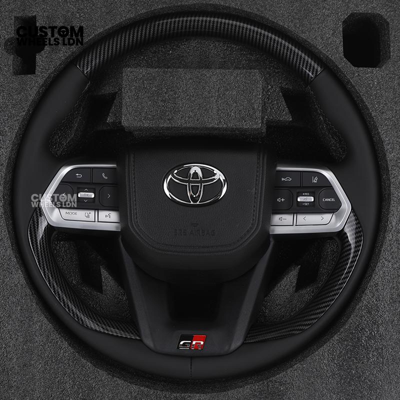 Toyota GR Custom Steering Wheel – Carbon Fibre, GR Badge, Black Leather Grips, OEM Controls | Fits GR Yaris, GR Corolla, GR86 + more | Plug & Play | Retrofit Upgrade for Older Models