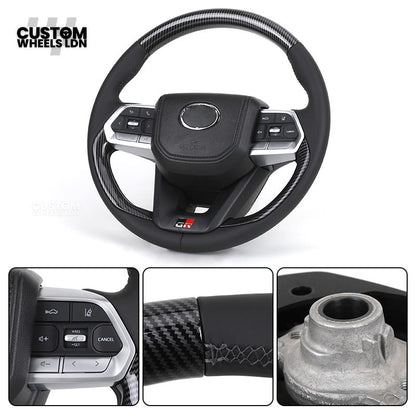 Toyota GR Custom Steering Wheel – Carbon Fibre, GR Badge, Black Leather Grips, OEM Controls | Fits GR Yaris, GR Corolla, GR86 + more | Plug & Play | Retrofit Upgrade for Older Models