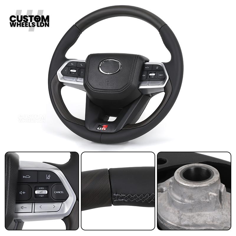 Toyota GR Custom Steering Wheel – Smooth Black Leather, OEM Trim, GR Badge, Factory Controls | Fits GR Yaris, GR Corolla, GR86 + more | Plug & Play | Retrofit Upgrade for Older Models