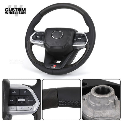 Toyota GR Custom Steering Wheel – Smooth Black Leather, OEM Trim, GR Badge, Factory Controls | Fits GR Yaris, GR Corolla, GR86 + more | Plug & Play | Retrofit Upgrade for Older Models