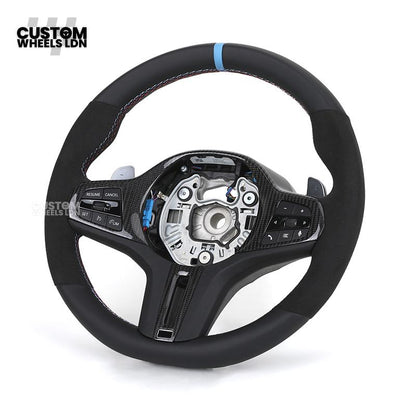 BMW Custom G-Series Flat Bottom Steering Wheel – Blue Stripe – Fits G20 G21 G22 G42 G80 G87 + more