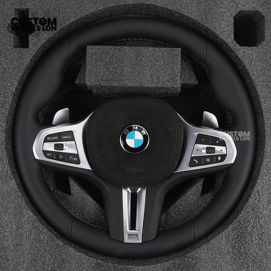 BMW Custom G-Series Steering Wheel – Alcantara Airbag, Smooth Leather Grip – Fits G20 G21 G30 G12 G15 G05 G07 + more