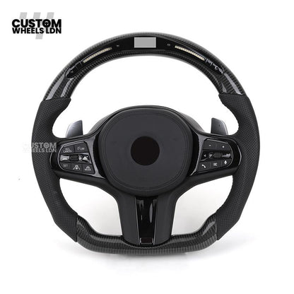 BMW Custom G-Series Flat Bottom Carbon LED Steering Wheel – Fits G20 G21 G22 G42 G80 G87 + more