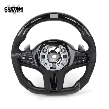 BMW Custom G-Series Flat Bottom Carbon LED Steering Wheel – Fits G20 G21 G22 G42 G80 G87 + more