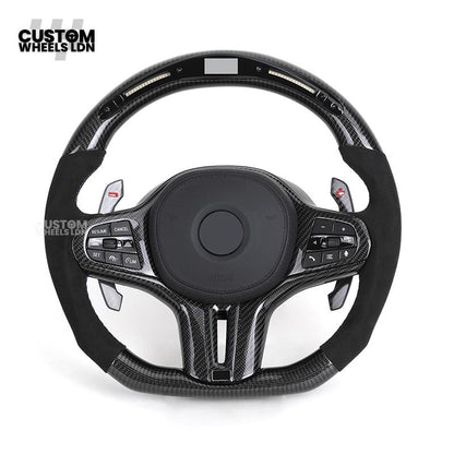 BMW Custom G-Series Steering Wheel – Carbon Fibre, Flat Bottom, LED Display, Carbon Paddles – Fits G20 G21 G22 G30 G15 G05 G07 + more