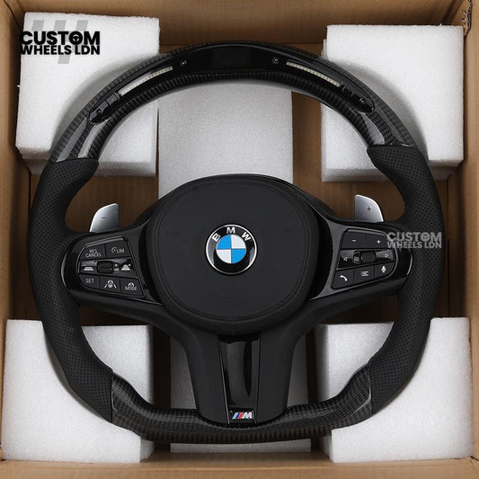BMW Custom G-Series Flat Bottom Carbon LED Steering Wheel – Fits G20 G21 G22 G42 G80 G87 + more