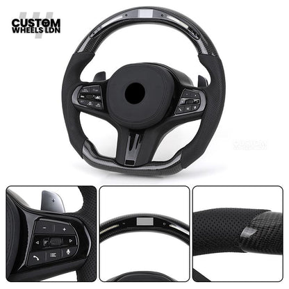 BMW Custom G-Series Flat Bottom Carbon LED Steering Wheel – Fits G20 G21 G22 G42 G80 G87 + more