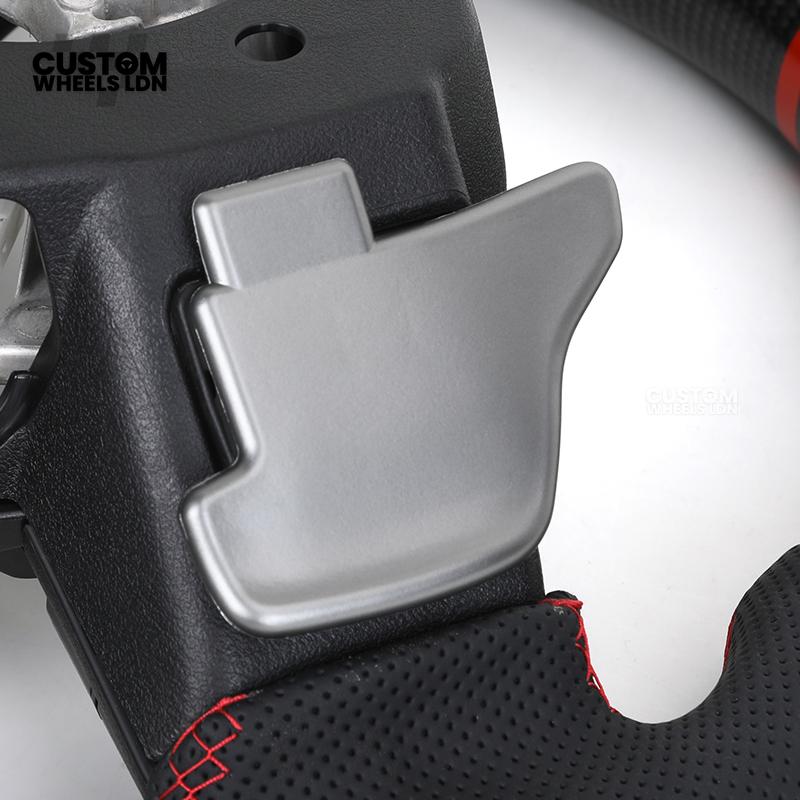 Toyota Custom Hilux Flat Bottom Steering Wheel – Carbon Fiber & Perforated Leather with Red Center Stripe | Fits 2021+ Hilux Models | Plug & Play | Premium Upgrade for Off-Road & Daily Driving | Made to Order | Performance Look & Feel