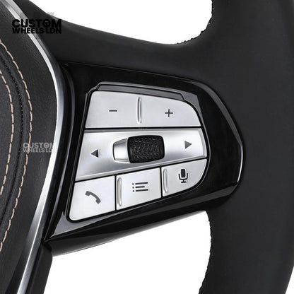 BMW Custom ID6 Steering Wheel – Smooth Leather & Brushed Silver Trim – Fits iX3 iX i4 G60 G70 + more