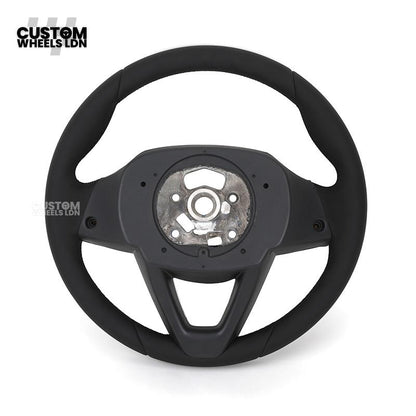 BMW Custom ID6 Steering Wheel – Smooth Leather & Brushed Silver Trim – Fits iX3 iX i4 G60 G70 + more