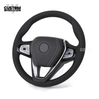 BMW Custom ID6 Steering Wheel – Smooth Leather & Brushed Silver Trim – Fits iX3 iX i4 G60 G70 + more