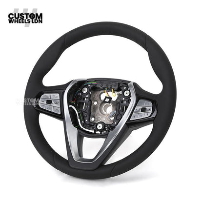 BMW Custom ID6 Steering Wheel – Smooth Leather & Brushed Silver Trim – Fits iX3 iX i4 G60 G70 + more